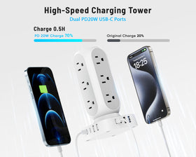 TenTrend detail of USB‑C PD and AC outlets providing fast multi‑device power