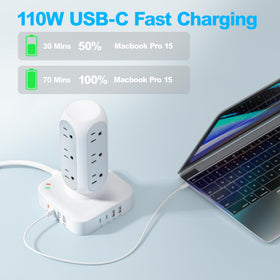 TenTrend close-up of USB-C ports highlighting fast 110W charging capability