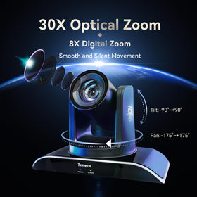 Tenveo AI auto-tracking PTZ camera in live setup emphasizes 1080p60 streaming.