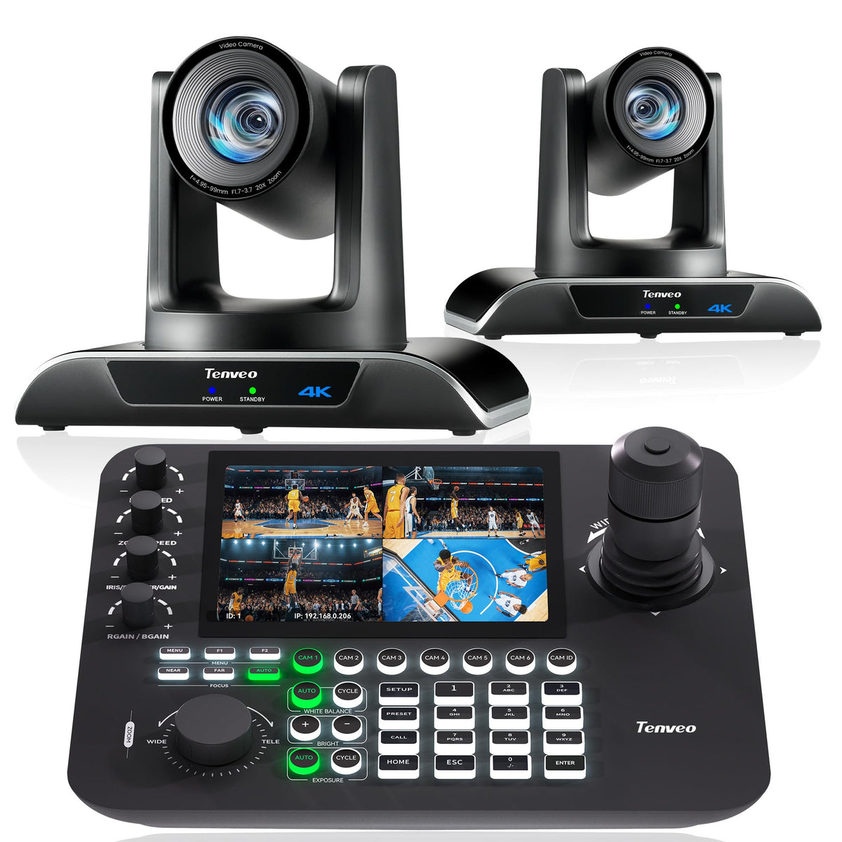 Tenveo 4K NDI PTZ camera with AI humanoid tracking for live streaming and events.