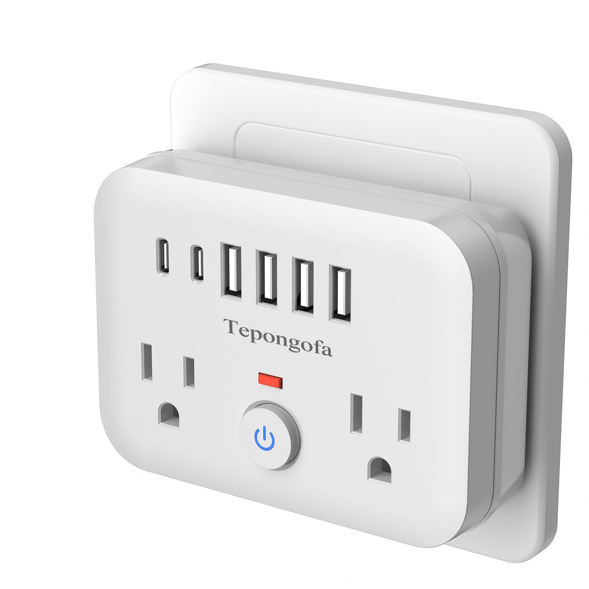 Tepongofa front view showing outlets and USBs for convenient multi-device charging