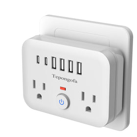 Tepongofa front view showing outlets and USBs for convenient multi-device charging