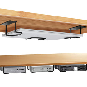 Teridokor front view of under-desk mount showing secure hold and neat storage