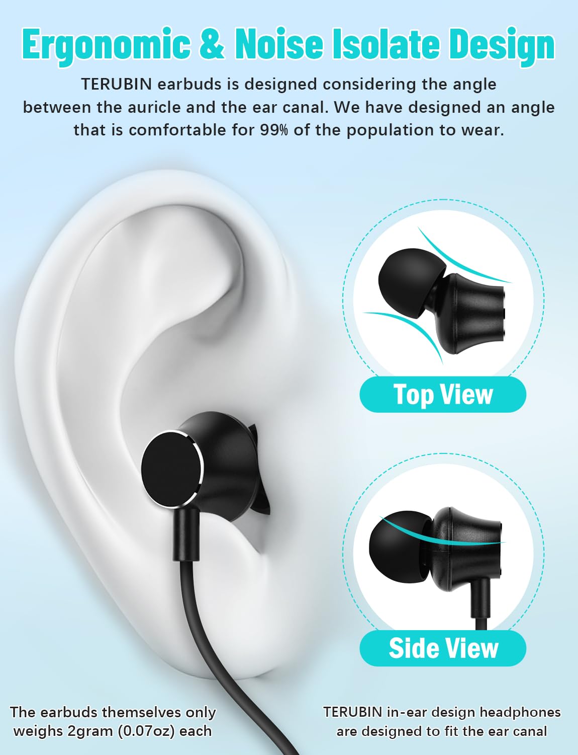 TERUBIN magnetic earbuds snapped together for tangle-free storage