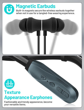 TERUBIN neckband beside smartphone to show compact scale
