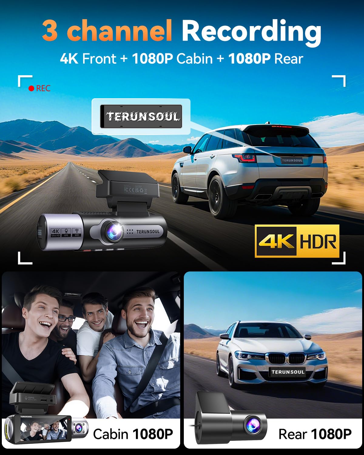 TERUNSOUl rear camera provides clear rear visibility for incident review.