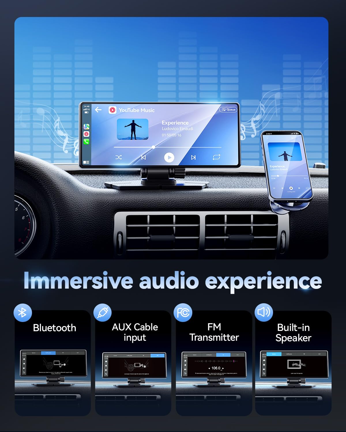 TERUNSOUl Bluetooth audio with FM and AUX for versatile music playback