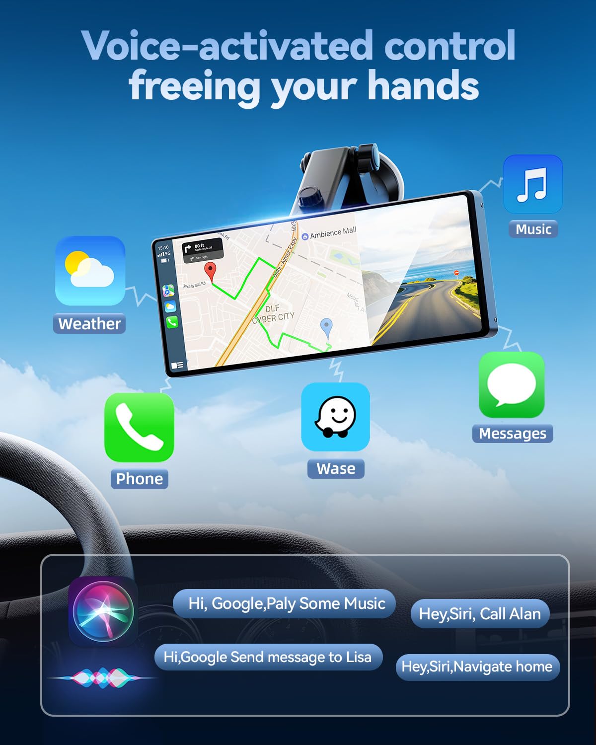 TERUNSOUl 8.1 inch GPS navigation with real-time routing on the big screen