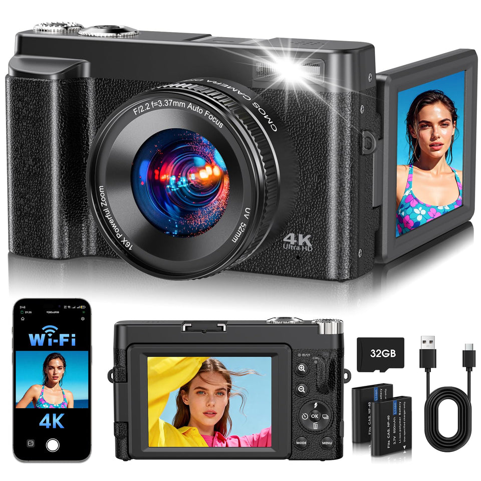 TESFOT 4K camera captures sharp video and 64MP photos for travel memories