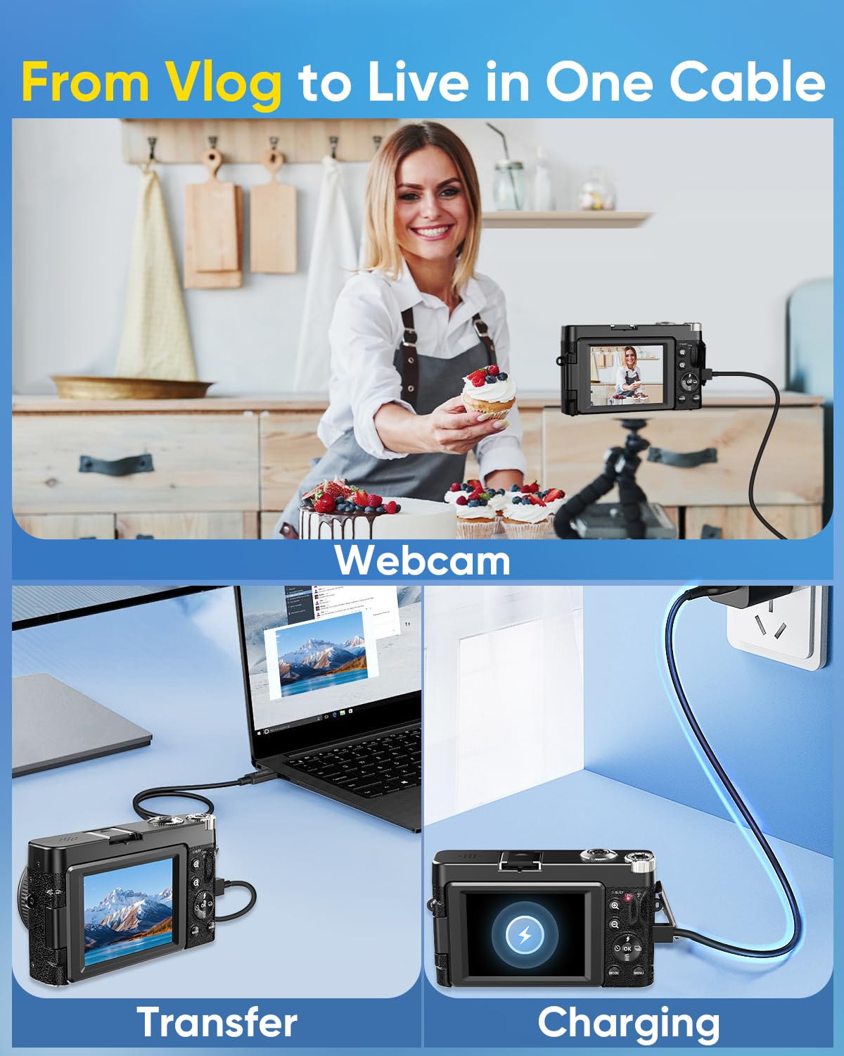 TESFOT vlogging camera ideal for YouTube creators and social clips