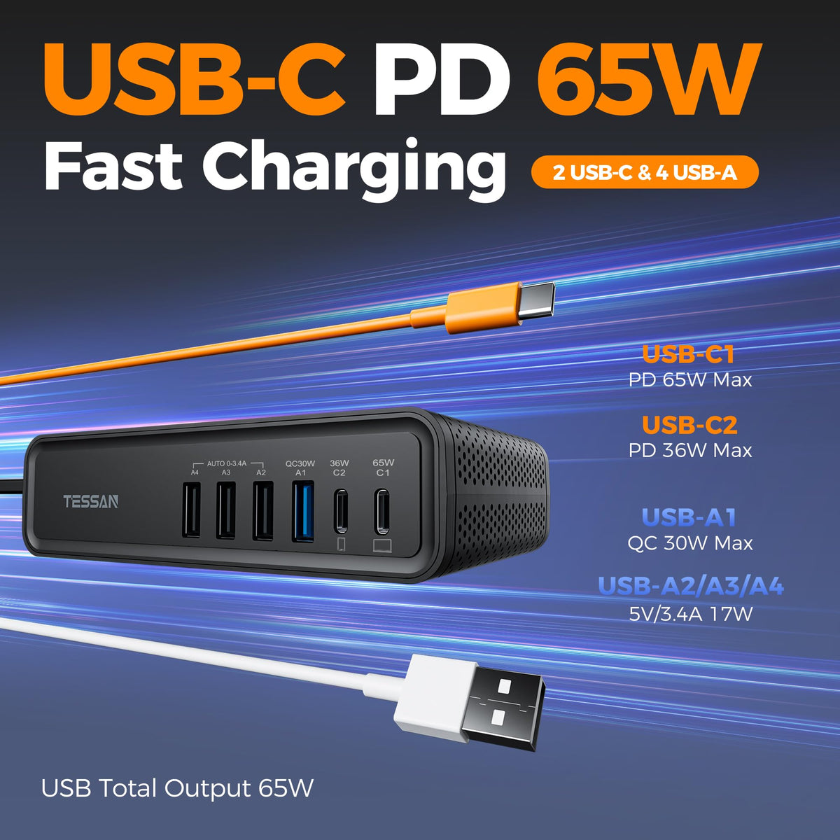 AC outlets in use powering a laptop and small device