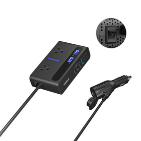 TESSAN 200W car inverter front view ready for travel and charging