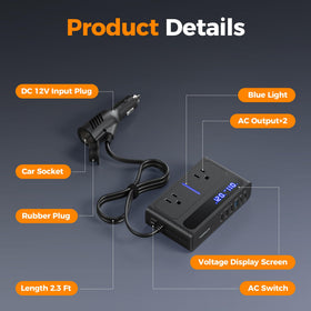 TESSAN inverter mounted in car showing compact placement for easy access