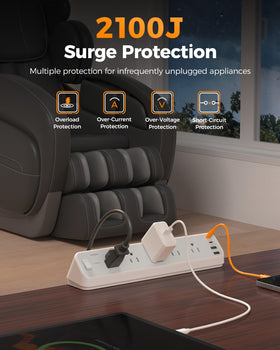 TESSAN 2100J surge protector shields devices from power spikes