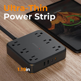 TESSAN 2100 Joules surge protector protecting electronics.