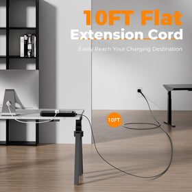 TESSAN power strip with 10ft cord reaches distant outlets for flexible placement.