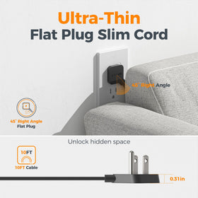 TESSAN 45-degree right-angle flat head fits neatly behind furniture.