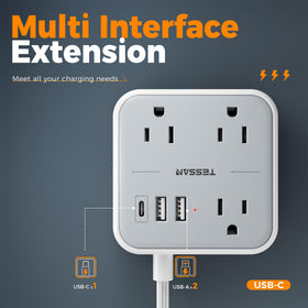 TESSAN 45-degree right-angle plug saving space behind furniture