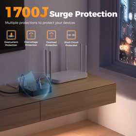 TESSAN 1700J surge protector helps protect devices during use