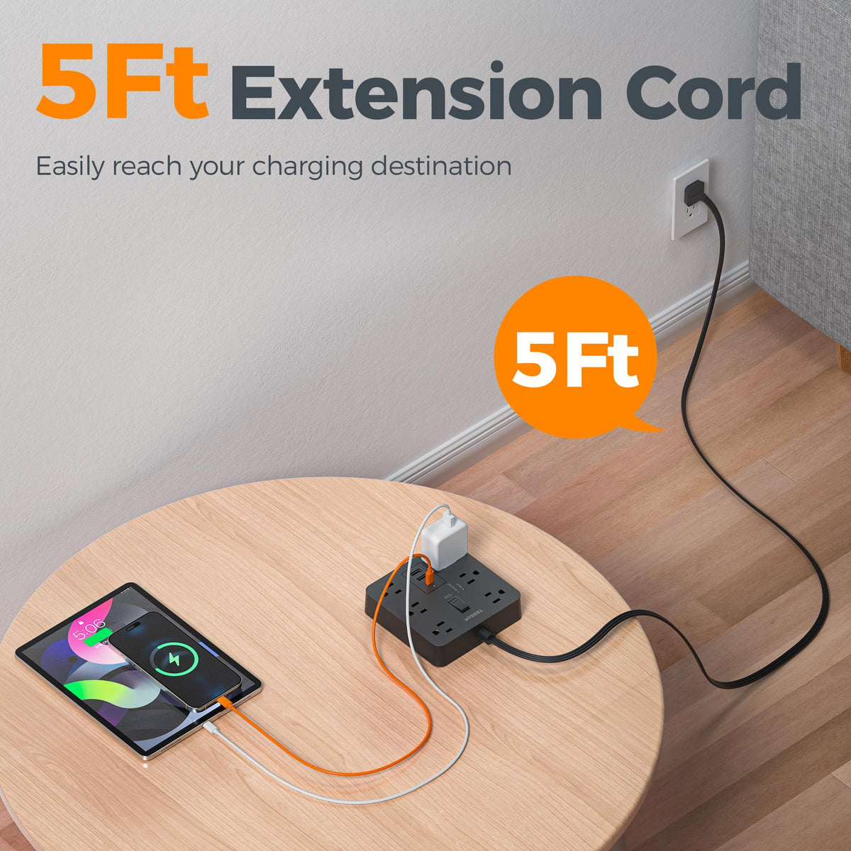 TESSAN USB-C and USB-A ports offer fast charging for devices