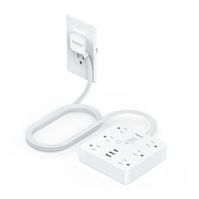 TESSAN 5ft white extension cord with flat plug for slim, discreet mounting.