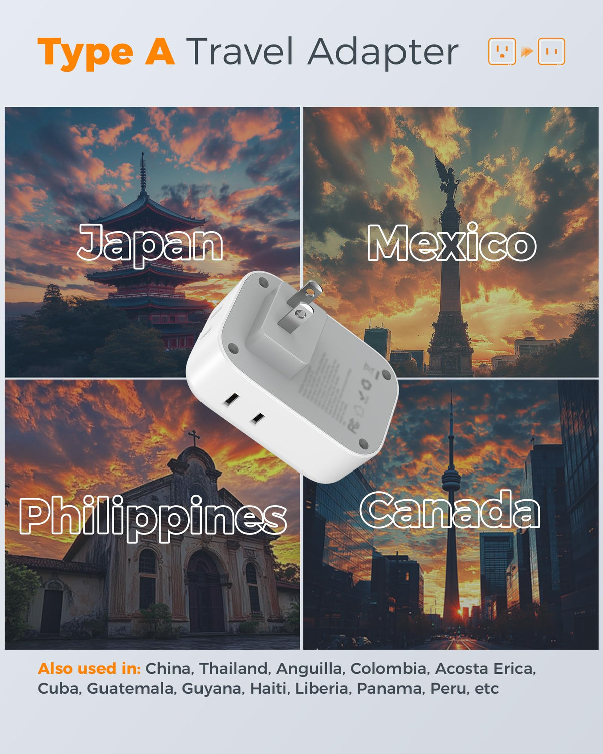 TESSAN 7-in-1 Japan power adapter enables simultaneous device charging while traveling.
