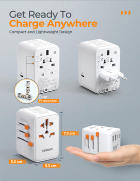 TESSAN compact folded adapter in hand demonstrating lightweight portability