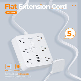 TESSAN anti-slip rubber feet secure the power strip on desks.