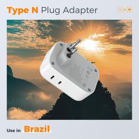 TESSAN Brazil Power Adapter with 4 AC outlets for simultaneous charging in Brazil.