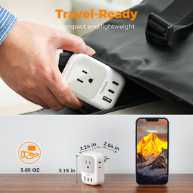 TESSAN Brazil Power Adapter USB-A port for versatile charging options.