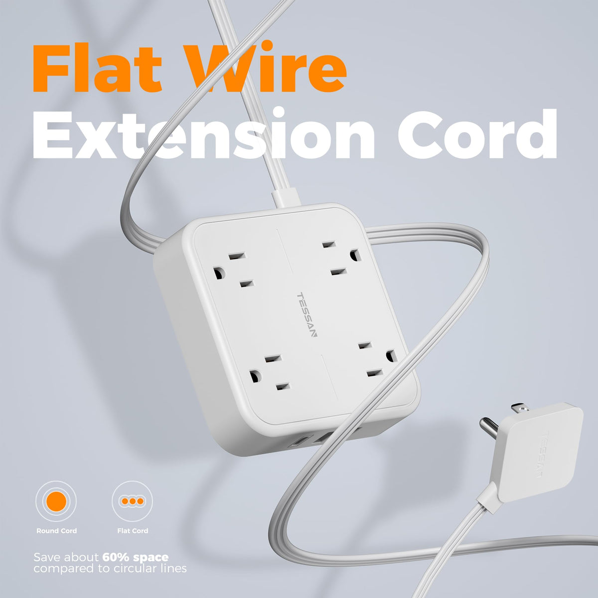 TESSAN powering phone, tablet and speaker in living room to charge multiple devices safely