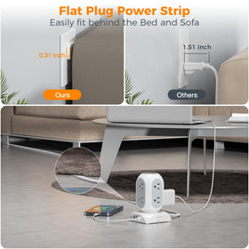 TESSAN closeup of AC outlets and USB ports highlighting versatile charging options