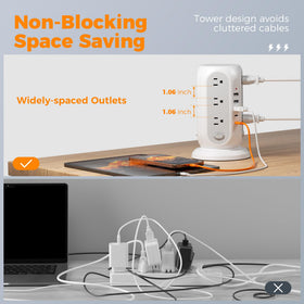 TESSAN charging multiple devices in a home office for organized power