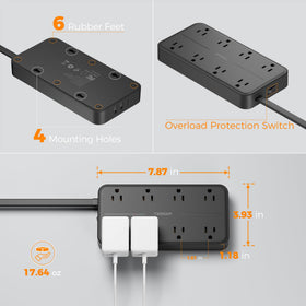 TESSAN cord and angled plug tucked behind sofa showing discreet cable management