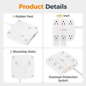 TESSAN 10ft cord laid out beside ruler to show length for flexible placement