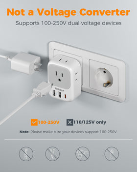 TESSAN cruise-ship friendly compact travel adapter for travelers