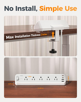 TESSAN desk clamp securely mounts to a desktop for easy access.
