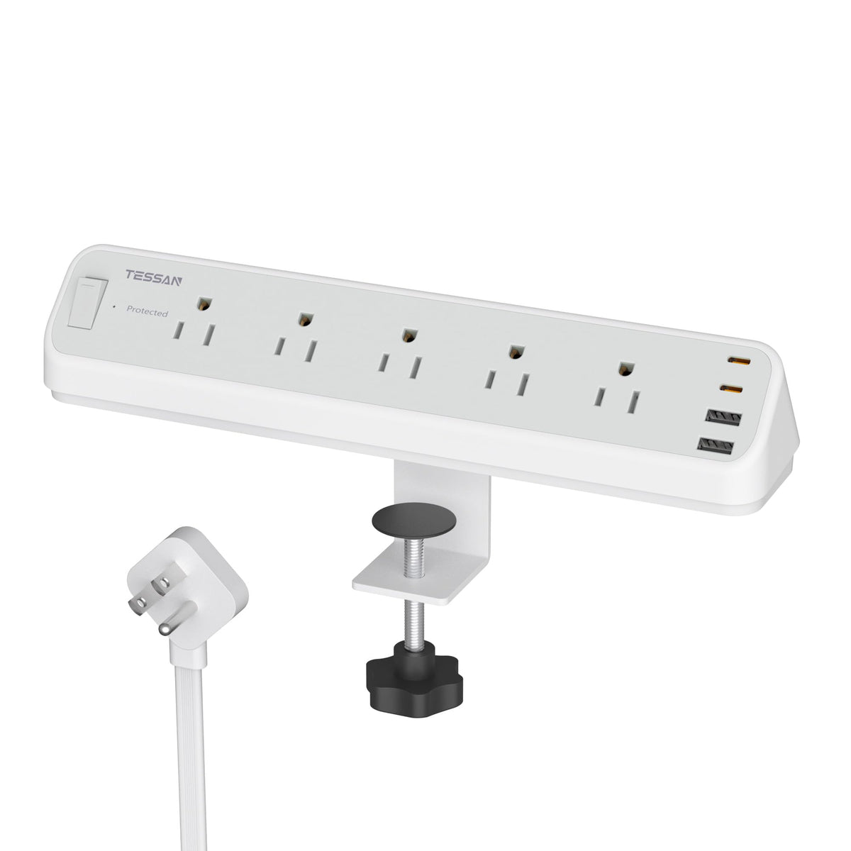 TESSAN desk clamp power strip keeps cords organized and within reach