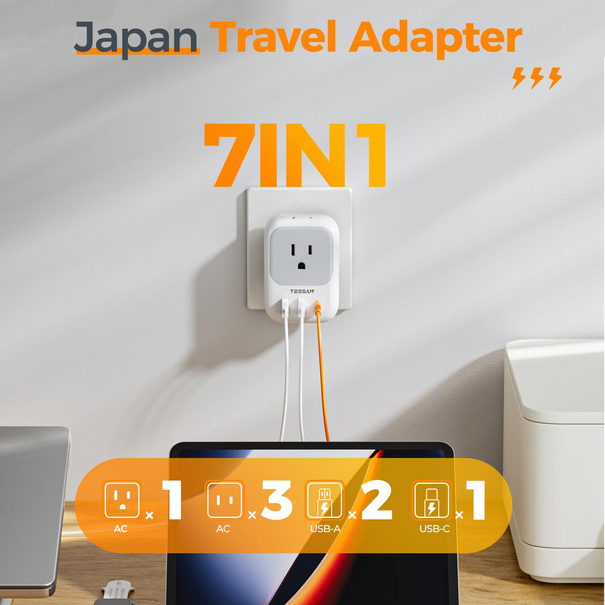 TESSAN dual USB-A ports offer up to 2.4A for devices