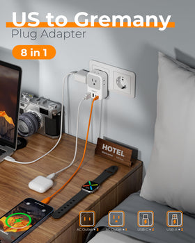 TESSAN EU plug adapter with 4 AC outlets for multiple devices