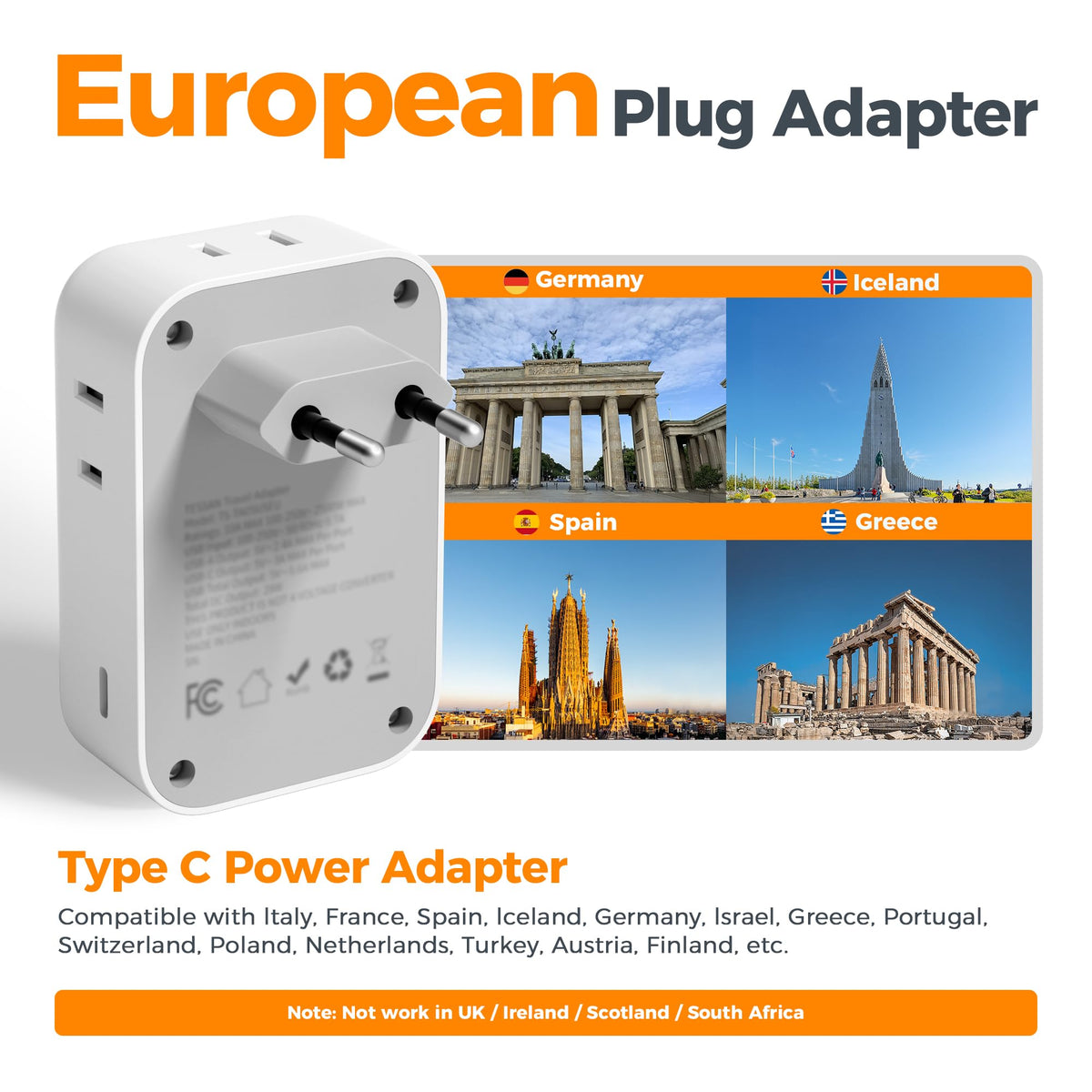 TESSAN adapter showing five USB ports for on-the-go charging.