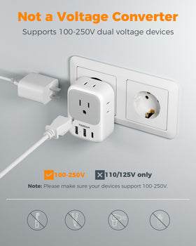 EU compatible travel adapter suitable for popular European destinations