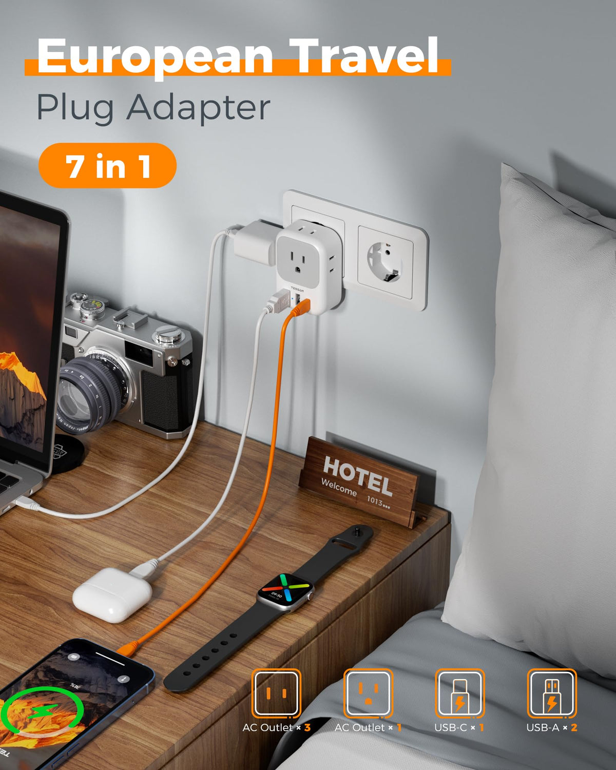 TESSAN adapter provides two USB A ports for multiple devices