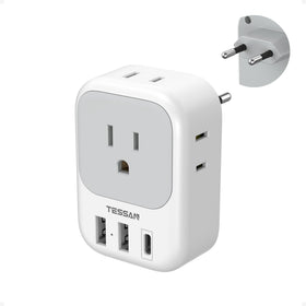 TESSAN EU travel adapter with four AC outlets for versatile charging