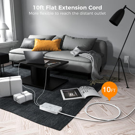 TESSAN flat 10ft cord running under rug to save space and reduce trip hazards