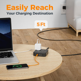 TESSAN flat-head extension cord fits slim gaps behind furniture