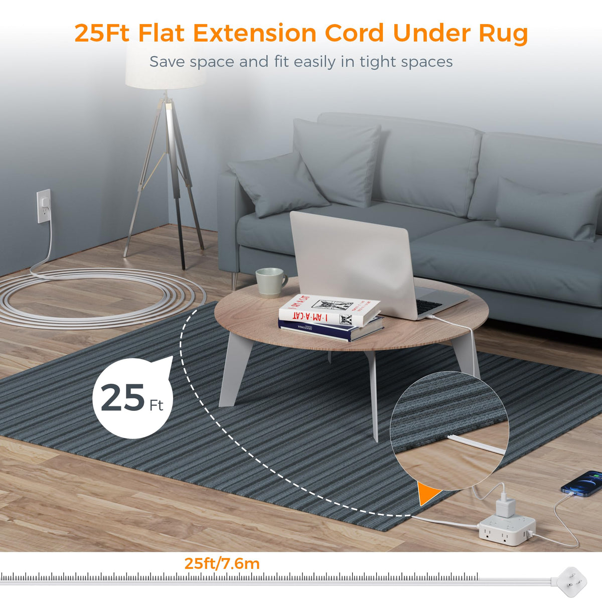 TESSAN flat plug 45° angle sitting flush to wall to save space