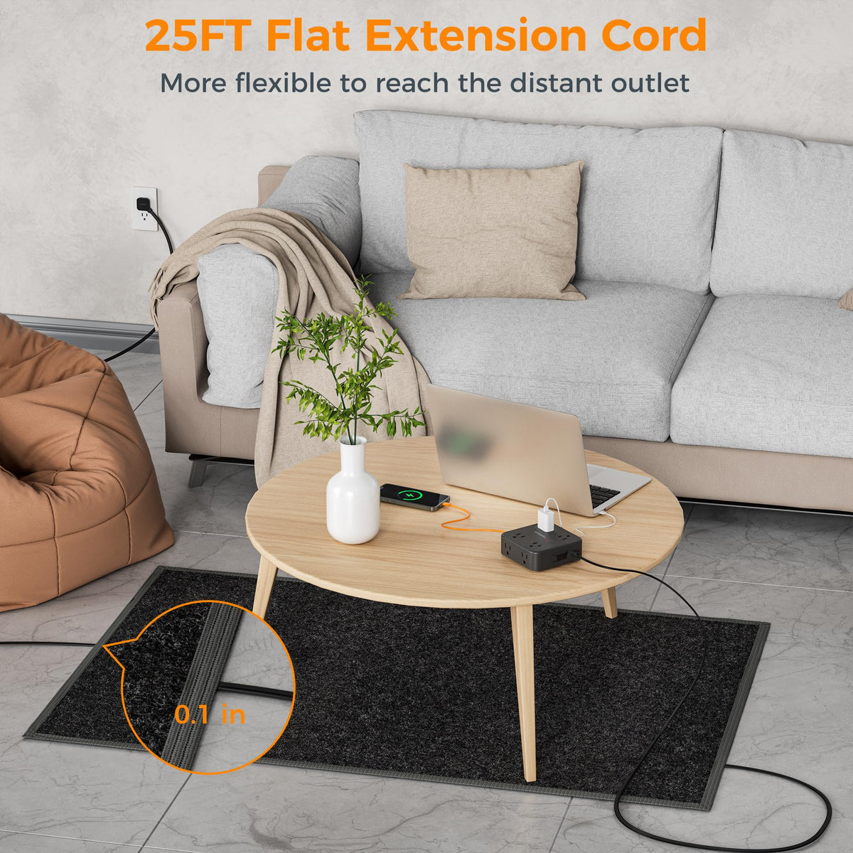 TESSAN flat plug close-up fitting flush to wall to save space