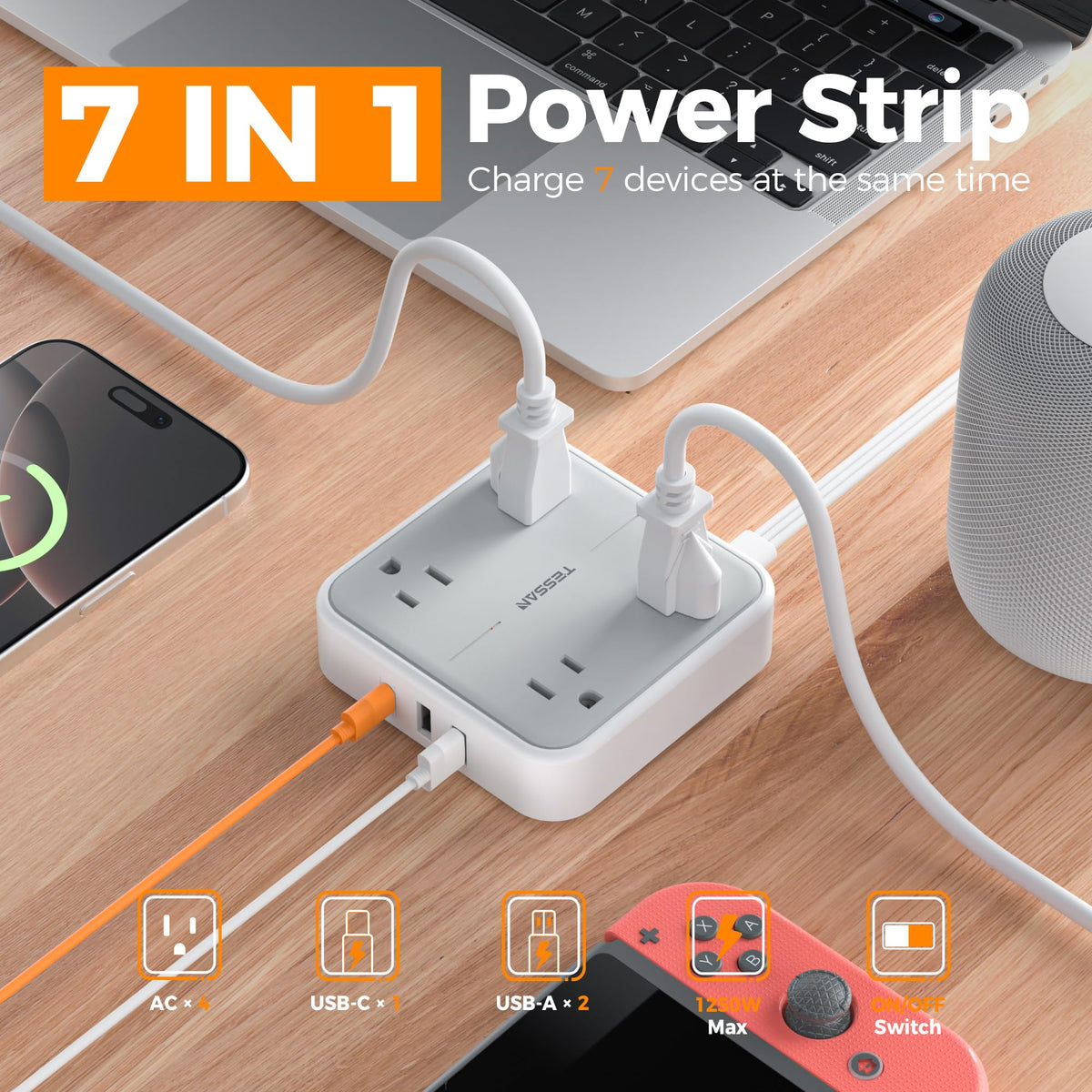 TESSAN closeup of ultra thin flat plug with pull ring for easy wall removal and space saving