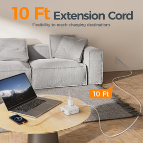 TESSAN flat plug and slim 10ft cord tucked under baseboard for space saving
